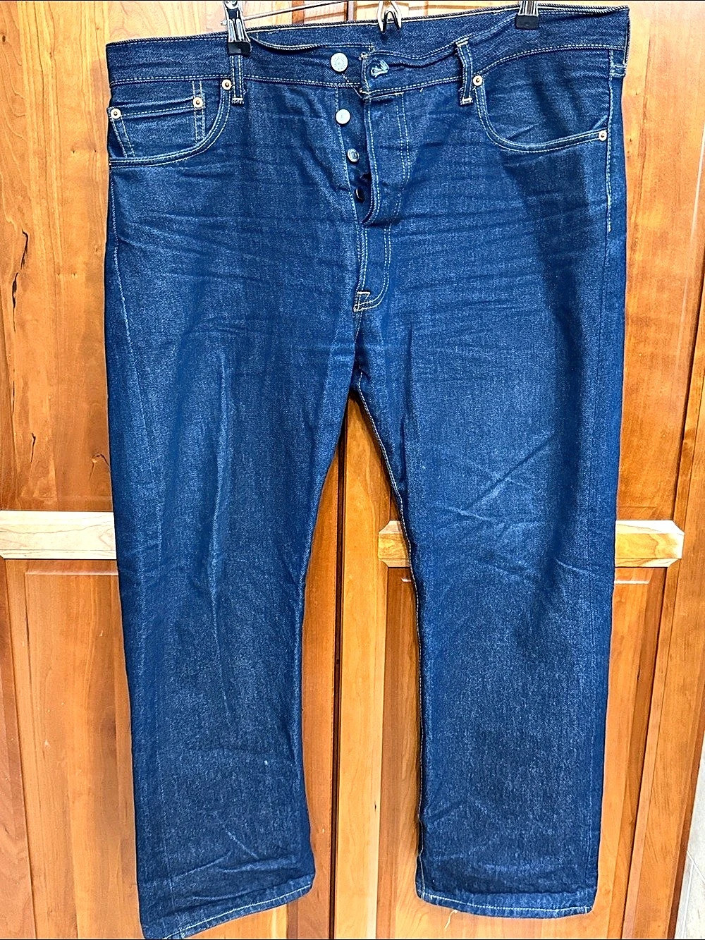 Levi's 501 Original Fit Jeans Shrink-to-Fit Straight Leg Jeans Blue Waist 38